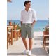 thumbnail image 2 of INSPIRE CHIC Pantalones Cortos de Lino para Hombre de Verano con Cintura de Cordón, Ajuste Relajado, Bolsillos de Carga, Playa, Talla S, Gris Oscuro, 2 of 5