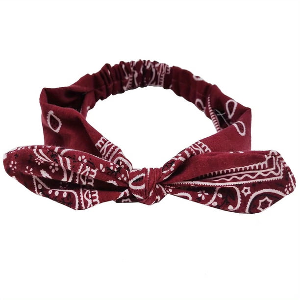 Paisley Print Boho Head Band Women's Soft Headbands Vintage Bowknot Elastic Hairbands Trendy Hair Accessories