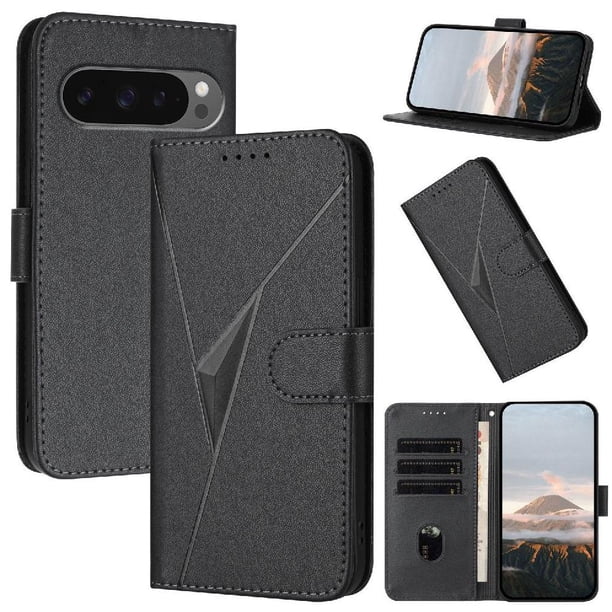 Funda Cartera Fibra de Carbono para Google Pixel 10 Pro 5G con Soporte y Cierre Magnético Negro