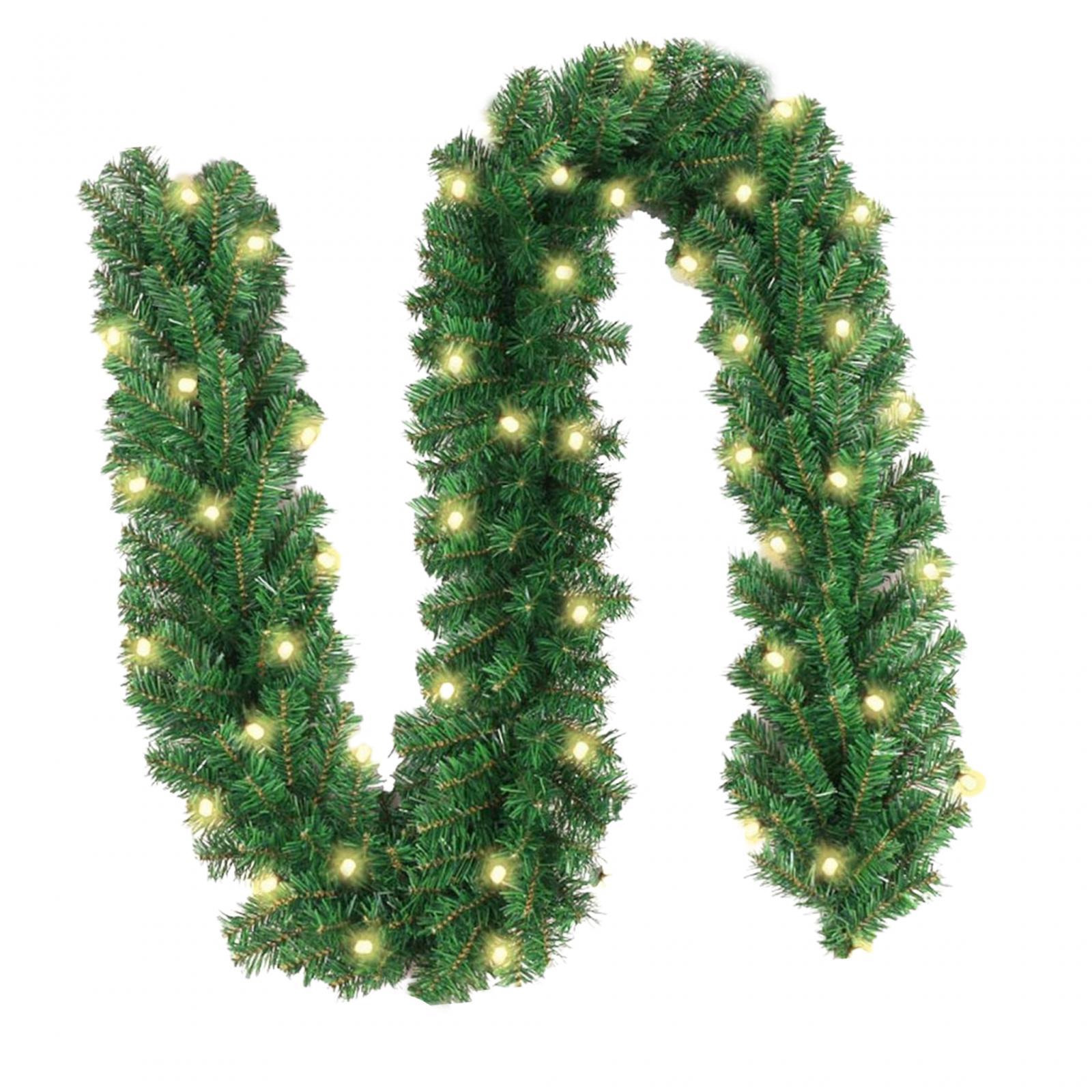 Magideal - Adorno Navideño De Vegetación Artificial Con Luces Led, Decoración Festiva Para Chimenea, Mantel Decorativo Para Año Nuevo, 220 Ramas De 3M 220 Rama 3M Led