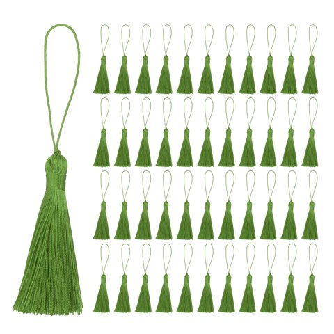 Mini Silky Bookmark Tassels Uxcell Verde Oliva