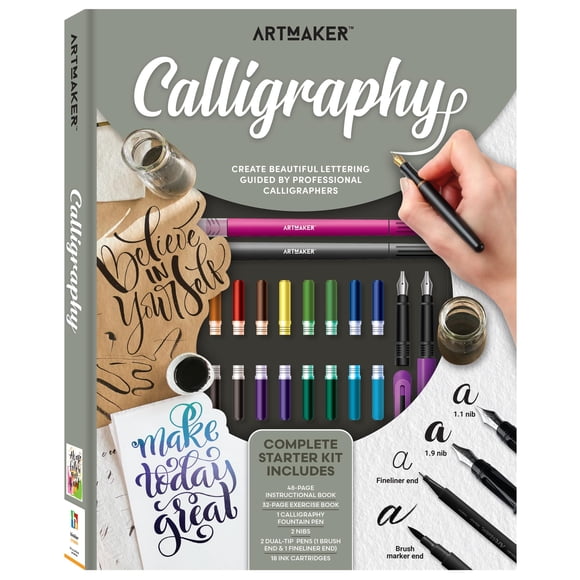 Kit inicial de caligrafía Hinkler con pluma estilográfica y set de tintas