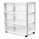 thumbnail image 1 of Carrito organizador de plástico transparente HOMZ de 3 niveles con cajones, 1 of 9