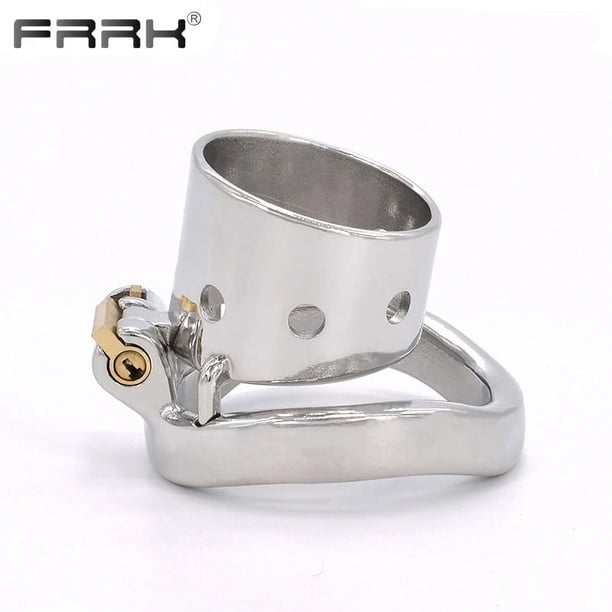 FRRK Small Penis Rings Stainless Steel Male Chastity Cage Sexual Wellness Bondage Cock Belt Lock Devices BDSM Sex Toys for Men