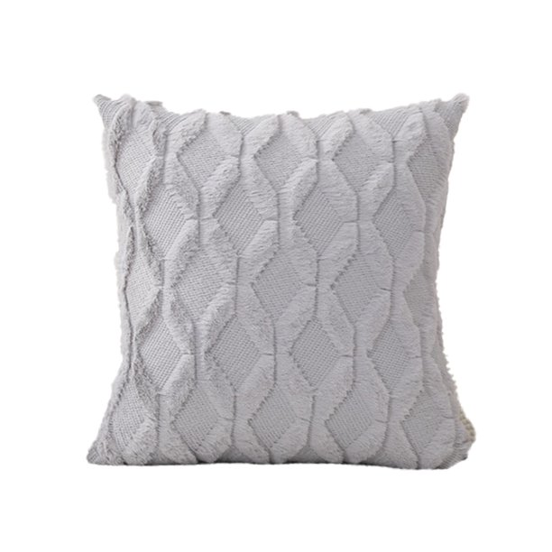 Funda de almohada de felpa acolchada de conejo, funda de almohada de sofá de color liso