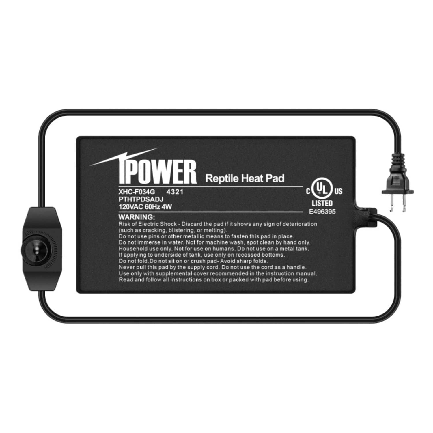 Almohadilla térmica iPower de 10 x 18 cm con controlador de temperatura para reptiles