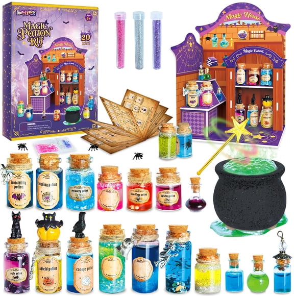 Kit de Pociones Mágicas Beireg con 20 Botellas y Caldero para Niños
