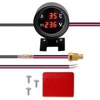 Magideal - Voltímetro Para Automóvil Medidor De Temperatura Del Agua Reemplaza, Duradero, Led Digital, 2 En 1 Alto Rendimiento Accesorios Premium Para Automóvile Enchufe De Temperatura Del Agua De 16 Mm