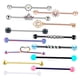 thumbnail image 1 of 13x 14G Industrial Barbell Pendientes Corazón Flor Rhinestone Piercing Joyería, 1 of 2