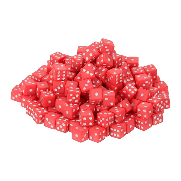 200 dados mini, 8mm/0.31" acrílico pequeños de seis lados para juegos de mesa, actividades de fiesta, rojo/blanco