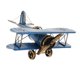 thumbnail image 4 of Modelo De Avión De Metal Retro Biplano Avión Militar Decoración Del Hogar Juguete Azul, 4 of 5