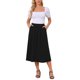 thumbnail image 2 of INSPIRE CHIC Falda de Lino para Mujer Verano Casual Flowy Swing Elástica de Cintura Alta A-Line Boho Midi con Bolsillos S Negro, 2 of 6
