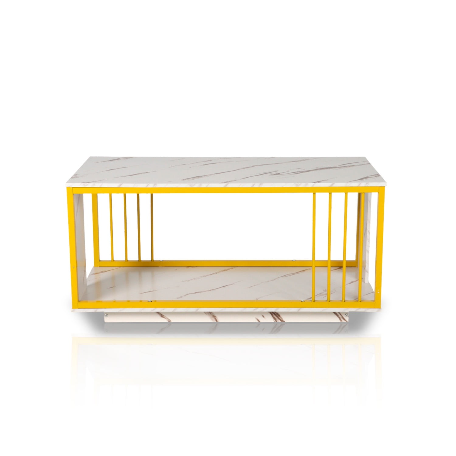 Novahus - Mesa De Centro Dos Niveles Rectangular Blanca