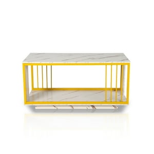 Novahus - Mesa De Centro Dos Niveles Rectangular Blanca