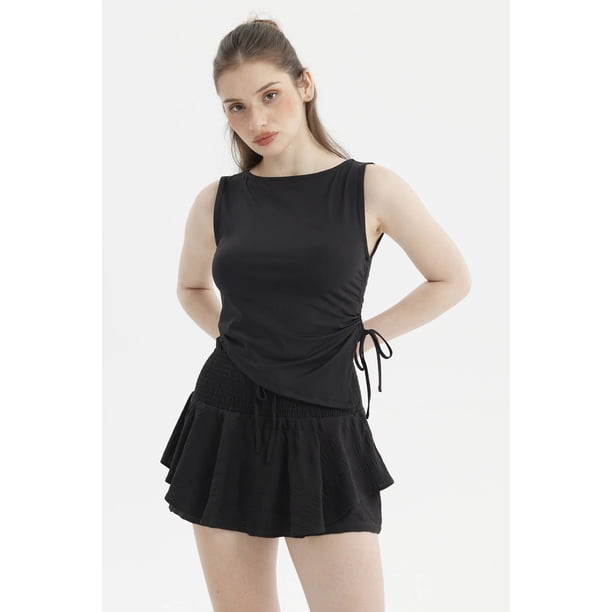 Polera Mujer Aplicación Con Cordón Negro