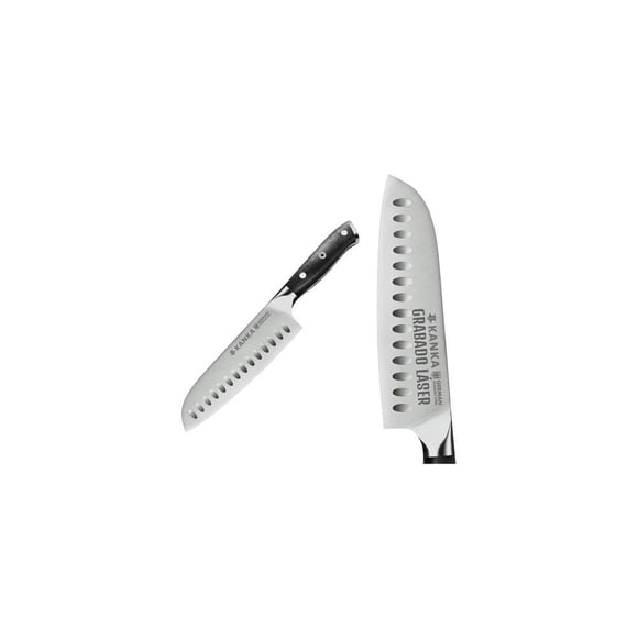 Cuchillo Acero Alemán Kanka Santoku Premium + Grabado Laser Negro