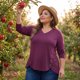 thumbnail image 2 of GRACE & GRANDEUR Disfraces de Halloween para Mujeres Tallas Grandes Blusa de Manga Larga con Cuello en V, Ajuste Suelto con Botones Decorativos y Dobladillo Irregular 3X Fucsia, 2 of 8