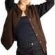 thumbnail image 2 of Jess por Meiko Chaquetas de Mujer Chaqueta Varsity de Bloques de Color con Botones a Presión Cuello Redondo Mangas Largas Talla S Marrón, 2 of 5