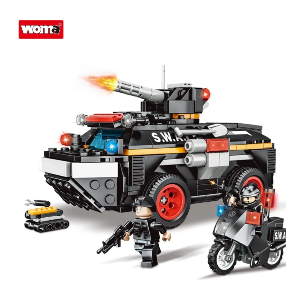 Juego De Bloques Armable Auto Blindado Swat Woma