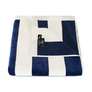 Toalla De Playa Nautica 100% Algodón 163X81 Diseño Rayas Azul Marino