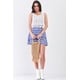 thumbnail image 2 of Vestido Mini con Capas y Bordado Floral, sin Mangas, Cuello Redondo y Rayas Horizontales en Blanco y Azul Marino, 2 of 5
