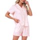 thumbnail image 1 of Conjunto de Descanso para Mujer INSPIRE CHIC Estampado de Fresas Volantes Fruncidos Patrón Lindo Botones Manga Corta Conjunto de Pijama con Pantalones Cortos M Beige, 1 of 6