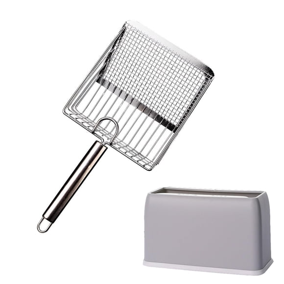 Cuchara para arena para gatos DUSTNIX, pala profunda de metal, plateada