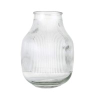 Oem - Florero Jarron Decorativo Vidrio Lineas Flores 18X12Cm