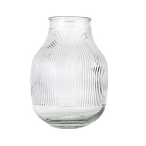 Oem - Florero Jarron Decorativo Vidrio Lineas Flores 18X12Cm