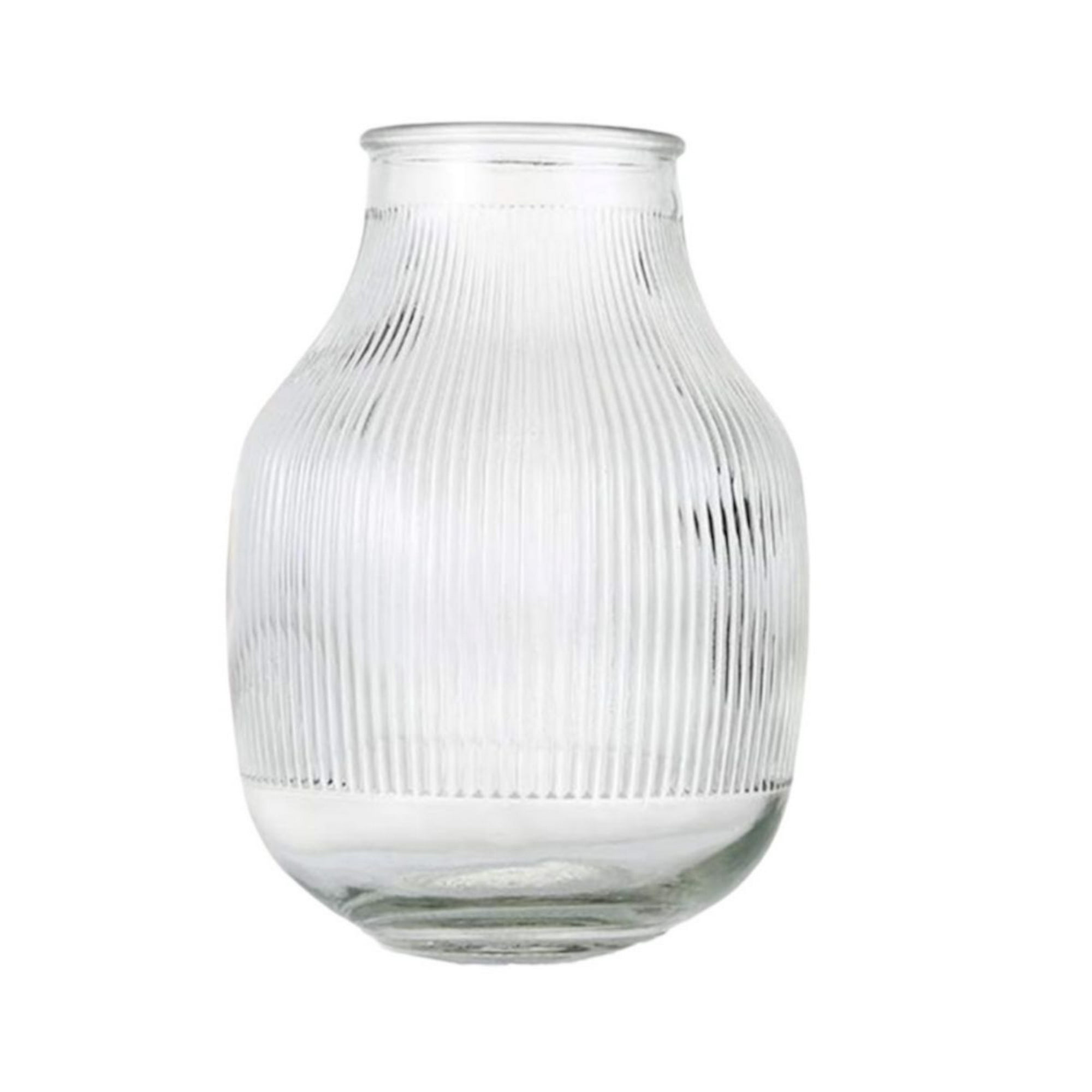 Oem - Florero Jarron Decorativo Vidrio Lineas Flores 18x12cm