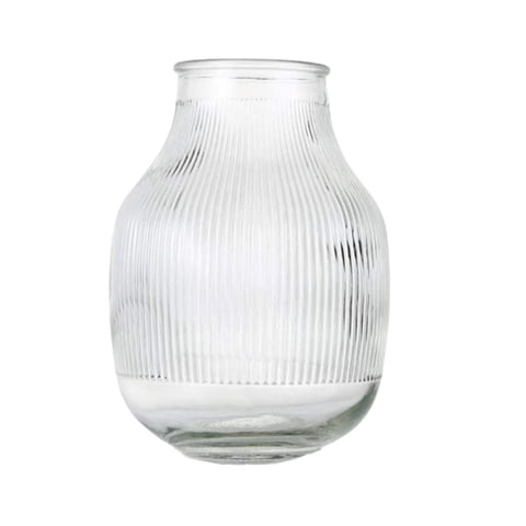 Oem - Florero Jarron Decorativo Vidrio Lineas Flores 18X12Cm