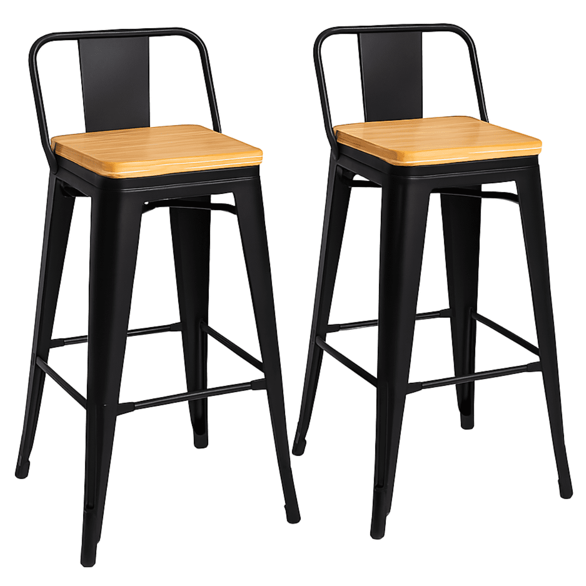 Moboi - Pack 2 Taburetes Tolix Madera Negro 66cm