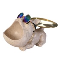 Magideal - Bandeja De Almacenamiento De Estatua De Perro, Contenedor De Artículos Diversos, Bandeja De Baratija De Joyería Moderna, Plato De Dulces, Organizador Beige