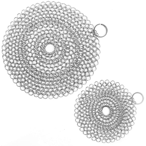 Limpiador para hierro fundido ONEEKK de 18 cm y 13 cm, acero inoxidable, paquete de 2