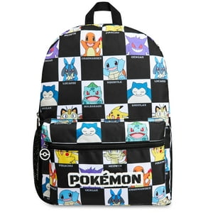 Mochila Pokémon Kids Con Bolsillo Para Botella De Agua Negro/Blanco
