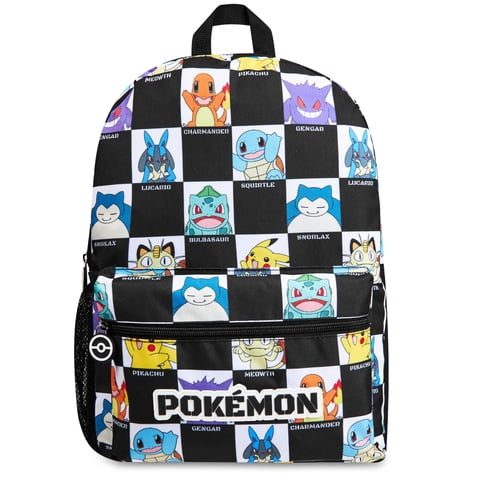 Mochila Pokémon Kids Con Bolsillo Para Botella De Agua Negro/Blanco