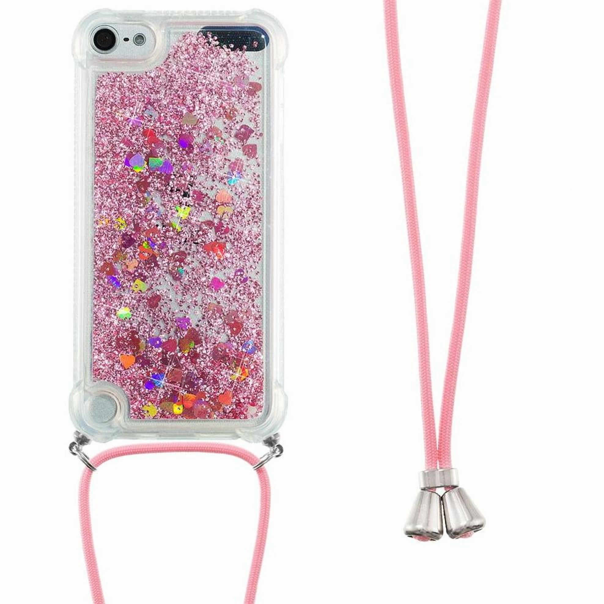 Funda Foxdock Para Ipod Touch 7/6/5 Con Cuerda Ajustable, Brillo Líquido, Protección Antigolpes Y Lente – Ideal Para Regalo