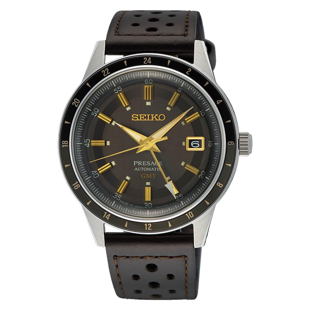 Reloj Seiko Presage Automatic Gmt Para Hombre Con Correa De Piel