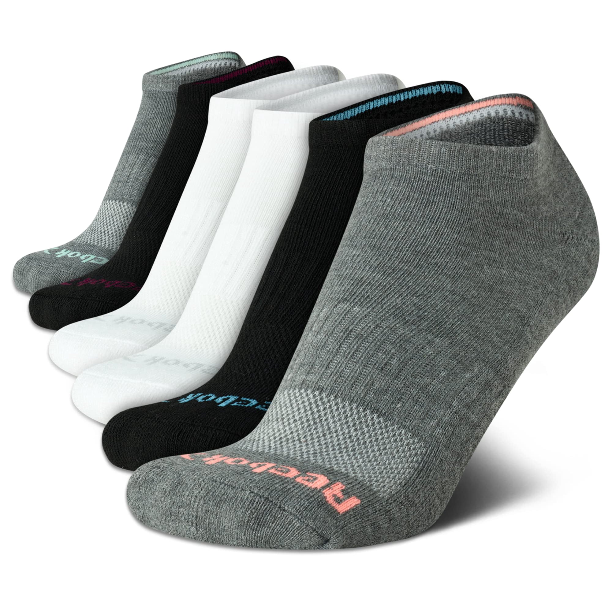 Calcetines Reebok Low Cut No Show Para Mujer, 4-10, Tallas 4-10, Paquete De 6