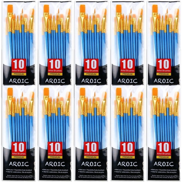 Set de Pinceles AROIC 10 Paquetes 100 Piezas para Acrílico