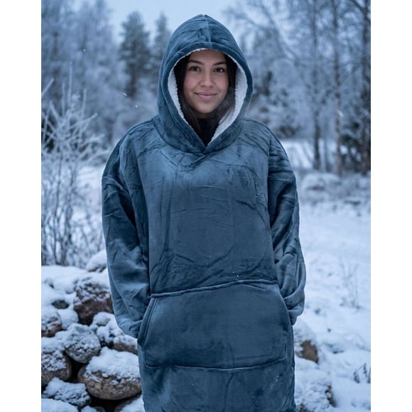 Polerón Gigante Hoodie Fleece con Chiporro Extra Suave y Térmico