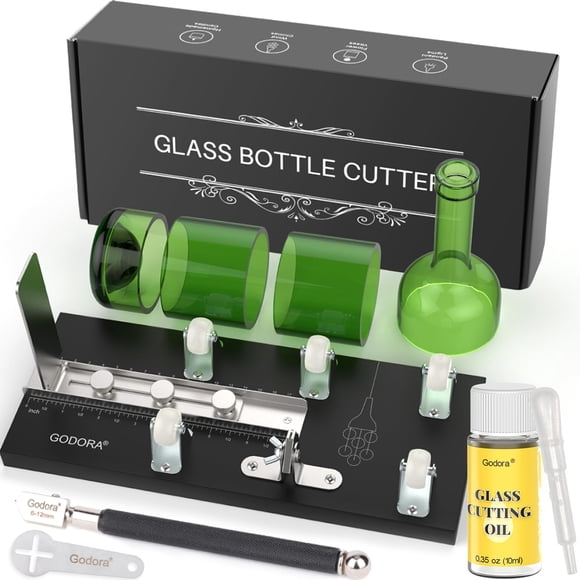 Cortador de botellas de vidrio Godora Premium con aceite para cortar vidrio
