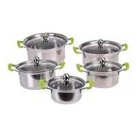 Click Ventas - Juego Set De 5 Ollas Cacerolas Con Tapa Acero Inoxidable