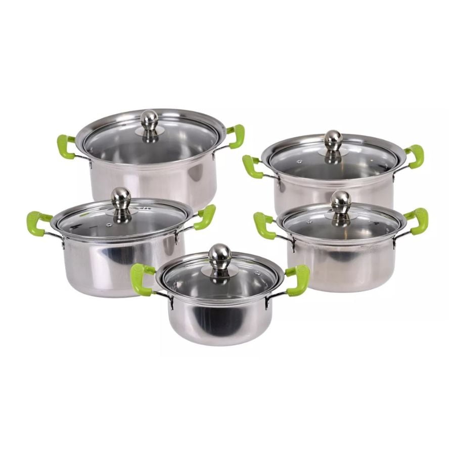 Click Ventas - Juego Set De 5 Ollas Cacerolas Con Tapa Acero Inoxidable