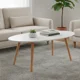 thumbnail image 2 of Mesa de Centro Ovalada Blanca con Patas de Madera 100x50cm, 2 of 3