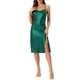 thumbnail image 1 of INSPIRE CHIC Camisón de satén con cuello drapeado para mujer sin mangas, sin espalda, vestido de dormir midi con abertura lateral M Verde, 1 of 6