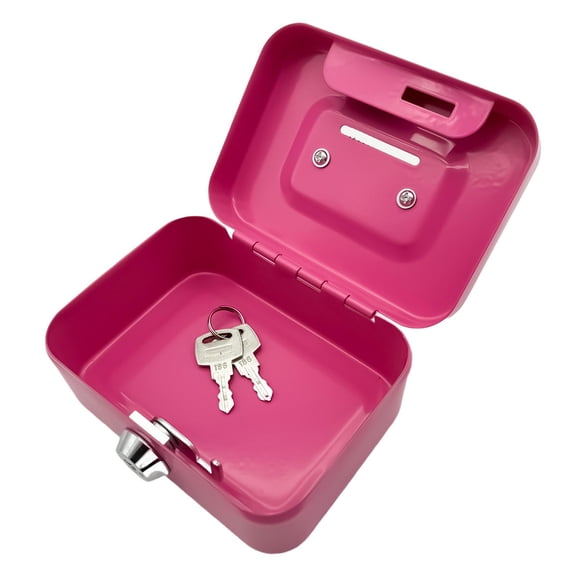 Caja De Dinero Con Cerradura Con Mango Superior Modern Metal Birtket Case Bloqueking Pink