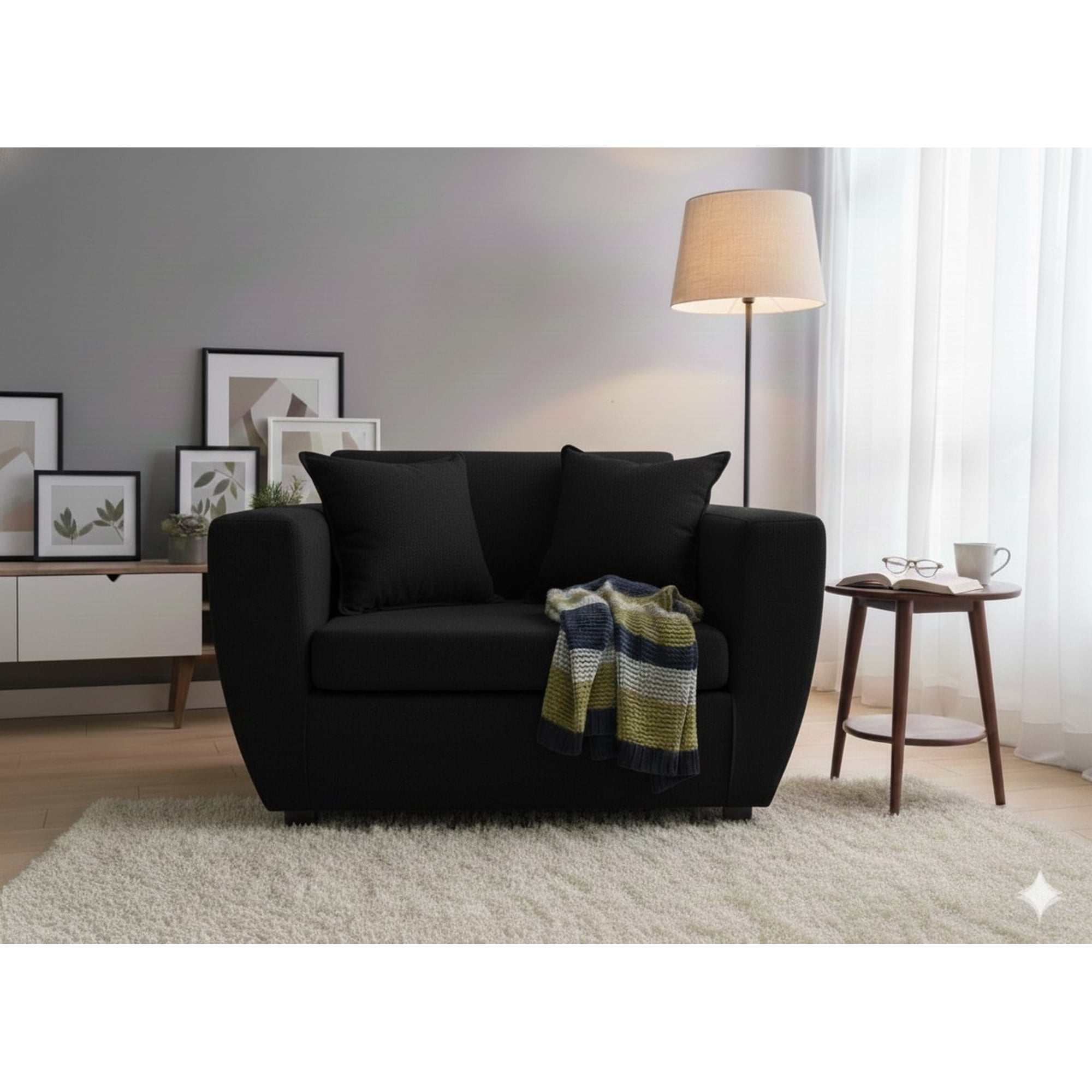 Deco Outlet - Sofa Kansas 2c Tela Negro