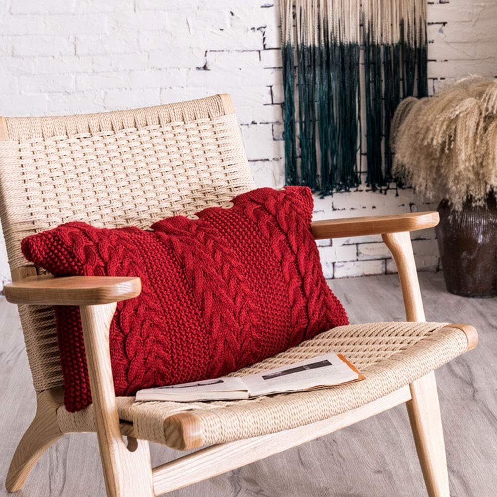 Xmhytop Juego De 1 Fundas De Almohada Bohemias, 65*35cm, Tejidas A Mano Con Textura, Decorativas Para Sofá, Recámara, Sala, Contiene Relleno, Estilo A, Rojo