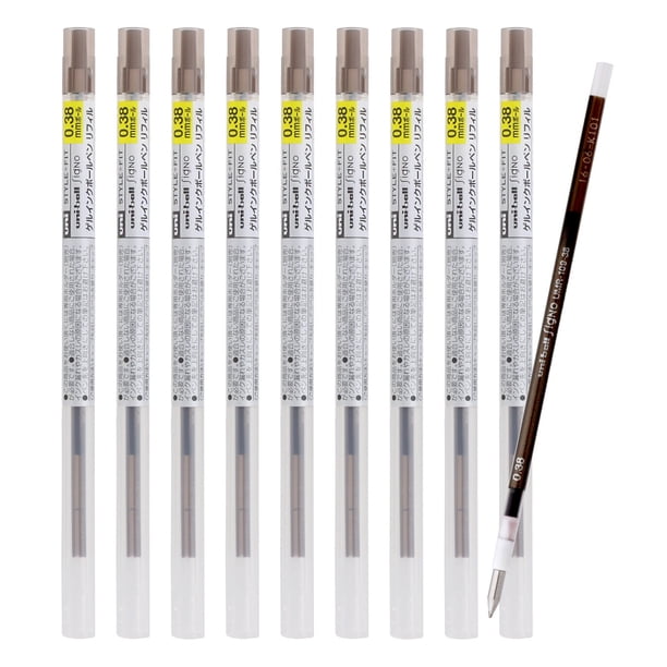 Recambio de Bolígrafo Mitsubishi Pencil Style Fit Signo 0.38 Marrón Negro Paquete de 10 UMR1093822